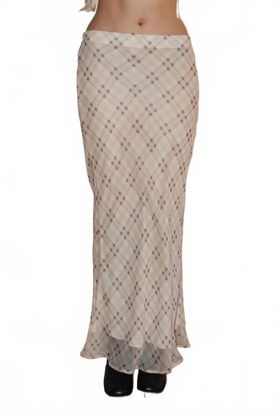 NEW BAILEY ROSE checkmate mesh midi skirt in cream